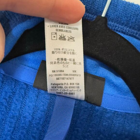 Patagonia Women's Cables Jacket Ribbed Fleece Blue Full Zip Medium Outdoor - Picture 4 of 7